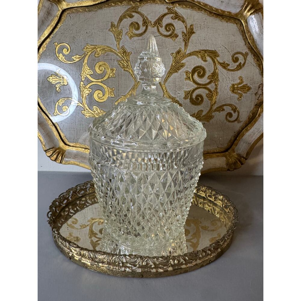 Clear Vintage Indiana Glass Diamon Point Ice Bucket